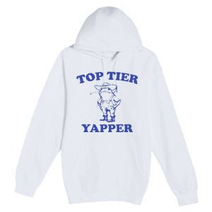 Funny Top Tier Yapper Funny Meme Cowboy Frog Yapping Quote Premium Pullover Hoodie