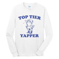 Funny Top Tier Yapper Funny Meme Cowboy Frog Yapping Quote Tall Long Sleeve T-Shirt