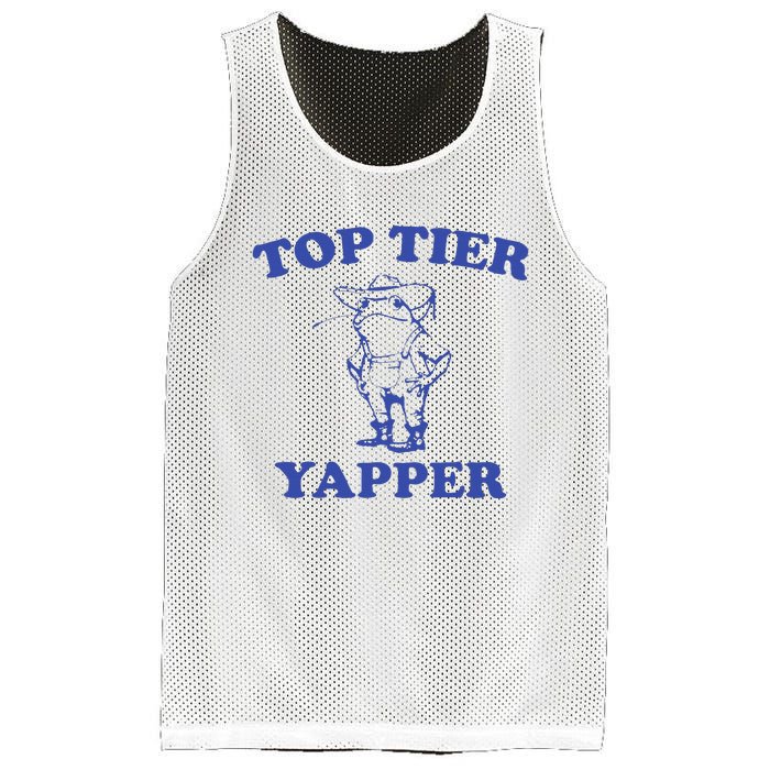 Funny Top Tier Yapper Funny Meme Cowboy Frog Yapping Quote Mesh Reversible Basketball Jersey Tank