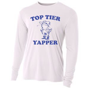 Funny Top Tier Yapper Funny Meme Cowboy Frog Yapping Quote Cooling Performance Long Sleeve Crew