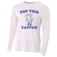 Funny Top Tier Yapper Funny Meme Cowboy Frog Yapping Quote Cooling Performance Long Sleeve Crew