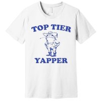 Funny Top Tier Yapper Funny Meme Cowboy Frog Yapping Quote Premium T-Shirt