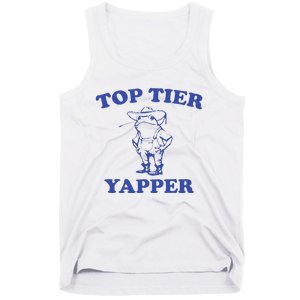 Funny Top Tier Yapper Funny Meme Cowboy Frog Yapping Quote Tank Top