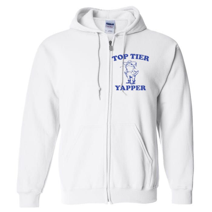 Funny Top Tier Yapper Funny Meme Cowboy Frog Yapping Quote Full Zip Hoodie