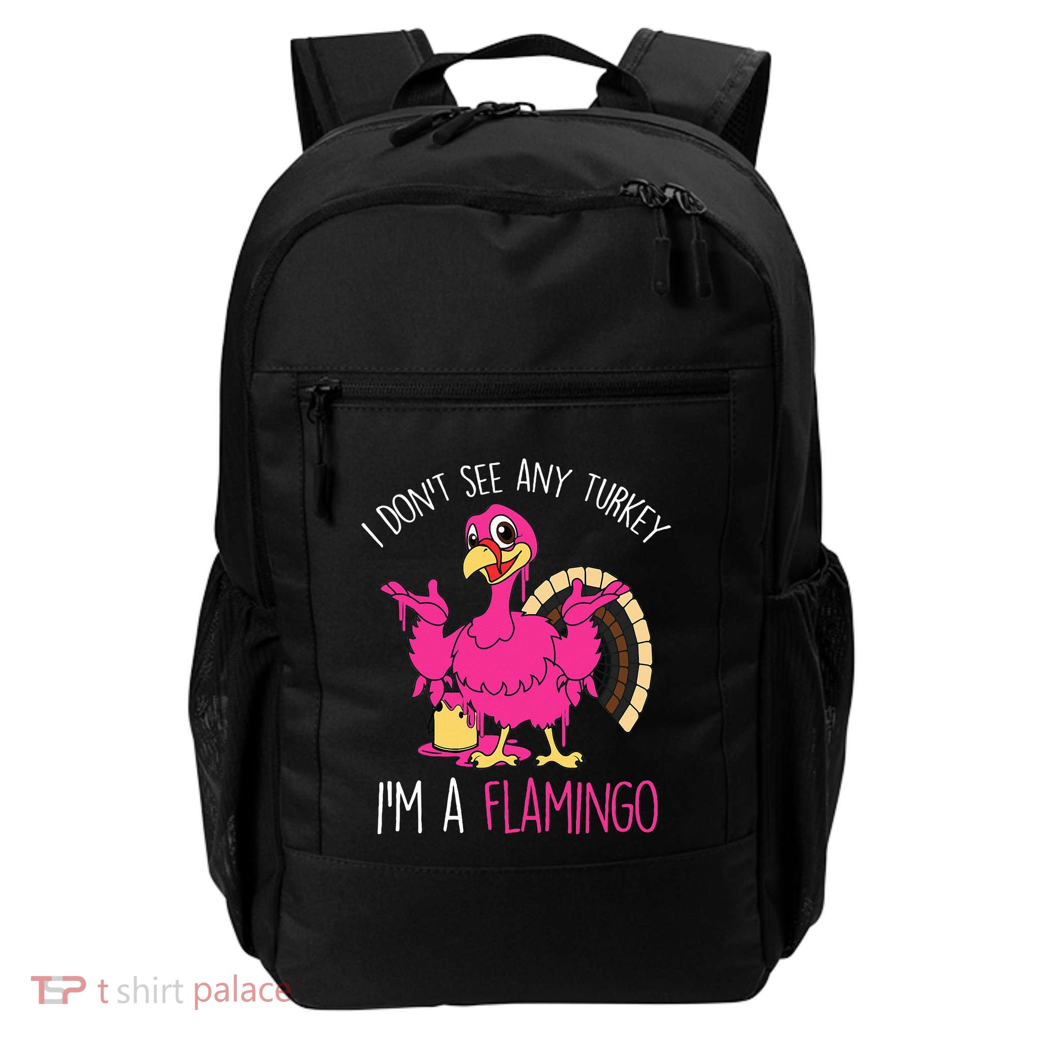 Funny Thanksgiving Turkey Pink Flamingo Pun Backpack