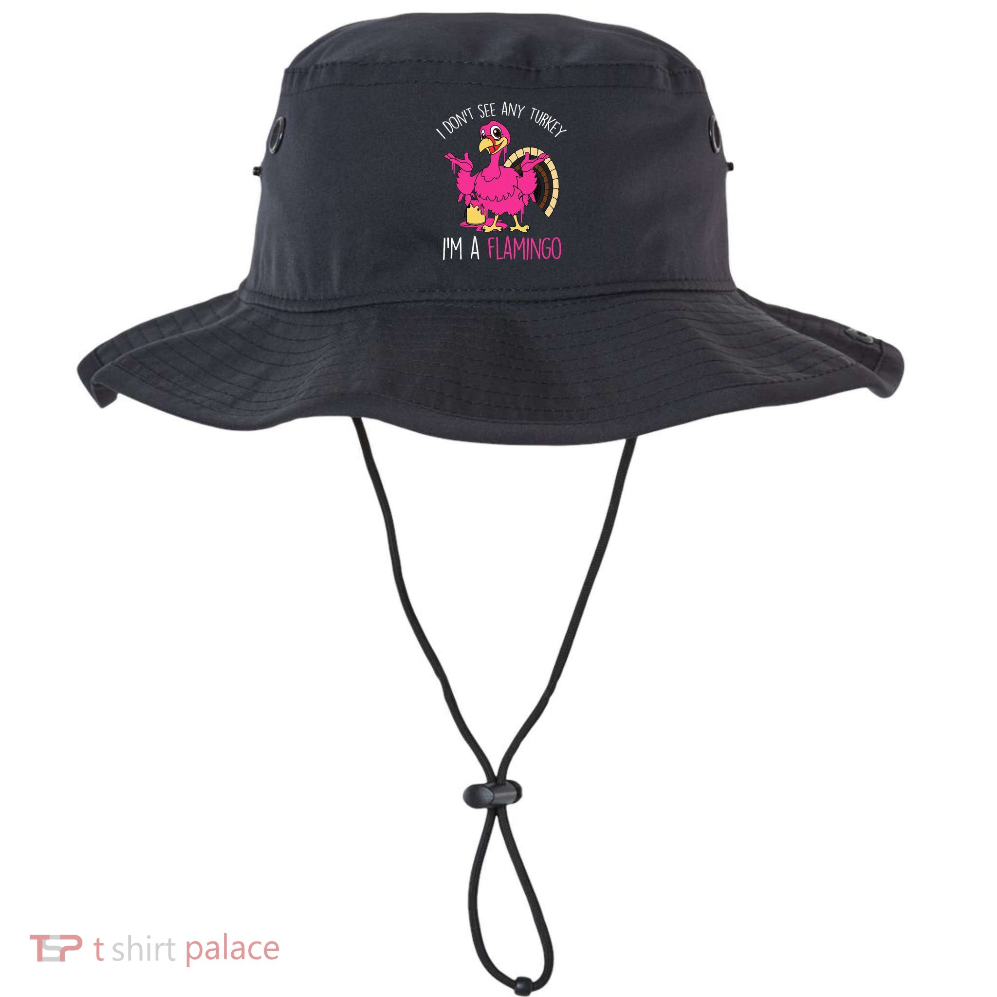 Funny Thanksgiving Turkey Pink Flamingo Pun Bucket Hat