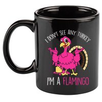 Funny Thanksgiving Turkey Pink Flamingo Pun 11oz C Handle Ceramic Mug