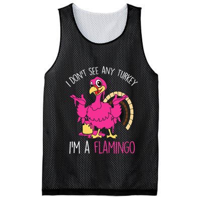 Funny Thanksgiving Turkey Pink Flamingo Pun Mesh Reversible Basketball Jersey Tank