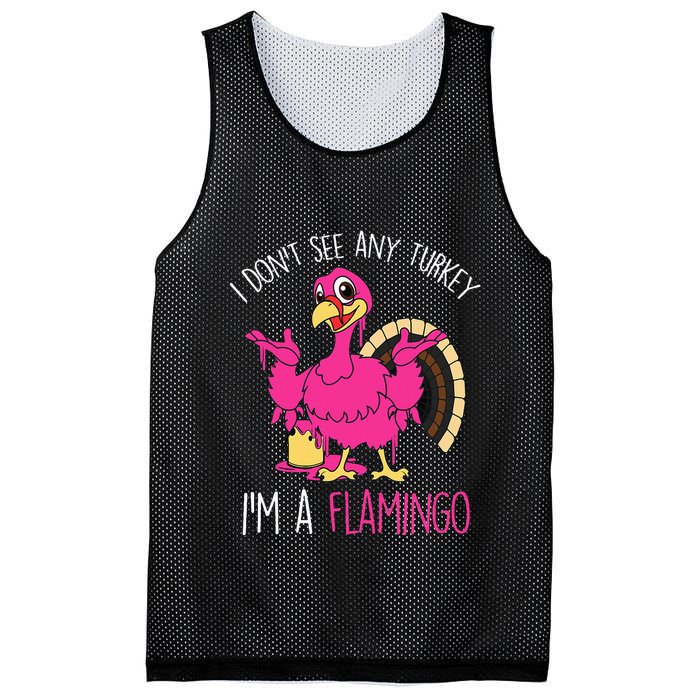 Funny Thanksgiving Turkey Pink Flamingo Pun Mesh Reversible Basketball Jersey Tank