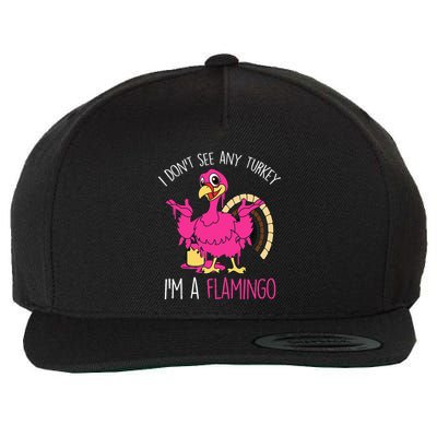 Funny Thanksgiving Turkey Pink Flamingo Pun Wool Snapback Cap