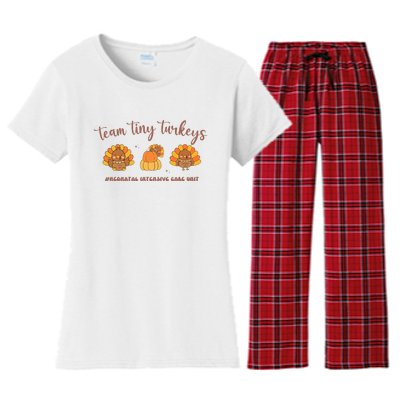 Fall Team Tiny Turkeys Neonatal Nicu Nurse Thanksgiving Cute Women's Flannel Pajama Set