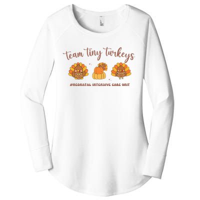 Fall Team Tiny Turkeys Neonatal Nicu Nurse Thanksgiving Cute Women's Perfect Tri Tunic Long Sleeve Shirt