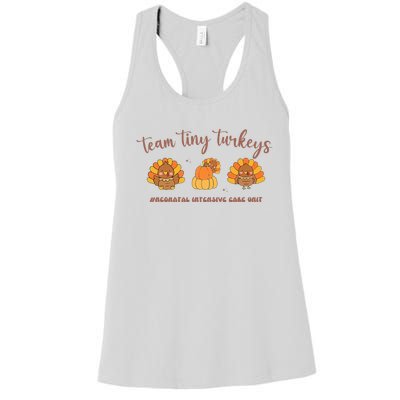 Fall Team Tiny Turkeys Neonatal Nicu Nurse Thanksgiving Cute Women's Racerback Tank