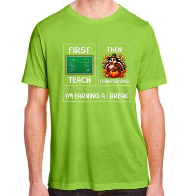 First Teach Then Thanksgiving IM Earning A Break Teacher Adult ChromaSoft Performance T-Shirt