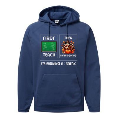 First Teach Then Thanksgiving IM Earning A Break Teacher Performance Fleece Hoodie