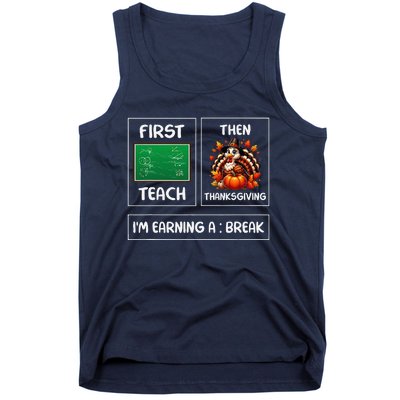 First Teach Then Thanksgiving IM Earning A Break Teacher Tank Top