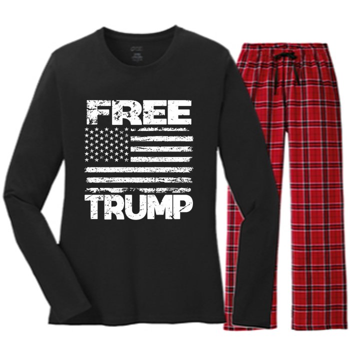 Free Trump Take America Back For President 2024 Trump 24 Usa Women's Long Sleeve Flannel Pajama Set 