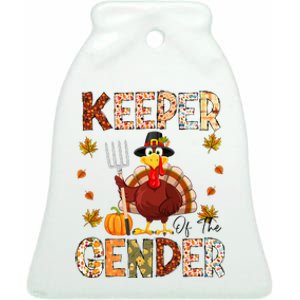 Funny Thanksgiving Turkey Gender Reveal Party Decoration Ceramic Bell Ornament