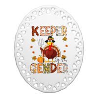 Funny Thanksgiving Turkey Gender Reveal Party Decoration Ceramic Oval Ornament