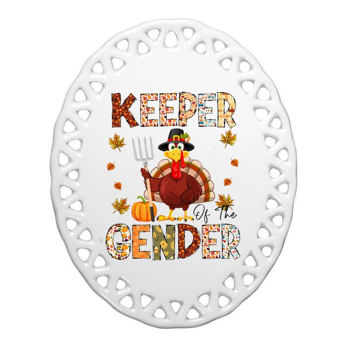 Funny Thanksgiving Turkey Gender Reveal Party Decoration Ceramic Oval Ornament