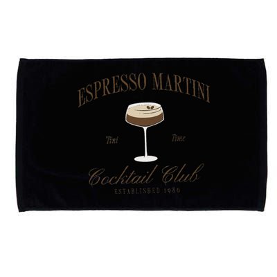 Funny Tini Time Espresso Martini Retro Cocktail And Social Club Microfiber Hand Towel