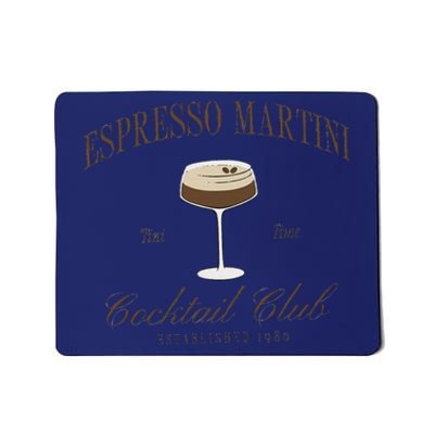 Funny Tini Time Espresso Martini Retro Cocktail And Social Club Mousepad