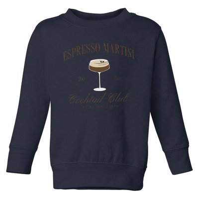 Funny Tini Time Espresso Martini Retro Cocktail And Social Club Toddler Sweatshirt