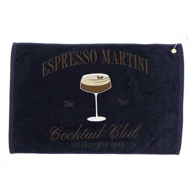 Funny Tini Time Espresso Martini Retro Cocktail And Social Club Grommeted Golf Towel