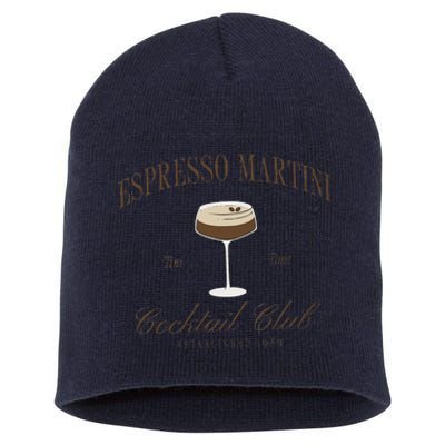 Funny Tini Time Espresso Martini Retro Cocktail And Social Club Short Acrylic Beanie