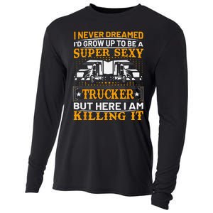 Funny Trucking Truck Drivers Dad Father’s Day Gifts Cooling Performance Long Sleeve Crew