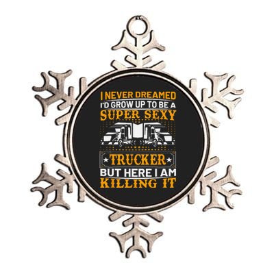 Funny Trucking Truck Drivers Dad Father’s Day Gifts Metallic Star Ornament