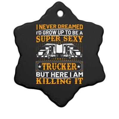 Funny Trucking Truck Drivers Dad Father’s Day Gifts Ceramic Star Ornament