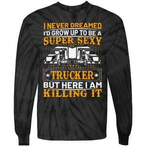 Funny Trucking Truck Drivers Dad Father’s Day Gifts Tie-Dye Long Sleeve Shirt