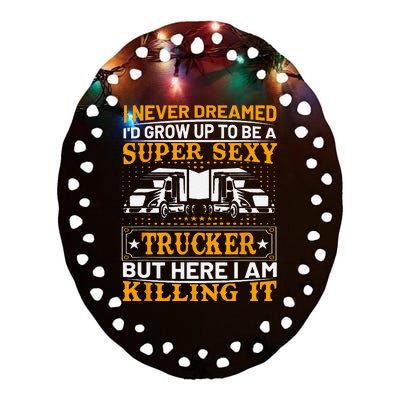 Funny Trucking Truck Drivers Dad Father’s Day Gifts Ceramic Oval Ornament