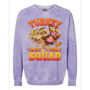 Funny Thanksgiving Turkey Running Trot Squad Gift Colorblast Crewneck Sweatshirt