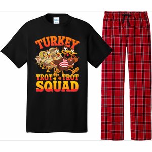 Funny Thanksgiving Turkey Running Trot Squad Gift Pajama Set