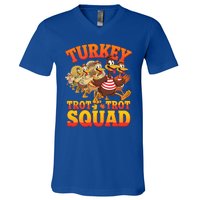 Funny Thanksgiving Turkey Running Trot Squad Gift V-Neck T-Shirt