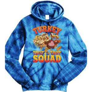 Funny Thanksgiving Turkey Running Trot Squad Gift Tie Dye Hoodie