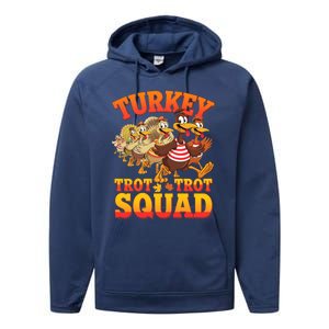 Funny Thanksgiving Turkey Running Trot Squad Gift Performance Fleece Hoodie