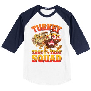 Funny Thanksgiving Turkey Running Trot Squad Gift Baseball Sleeve Shirt