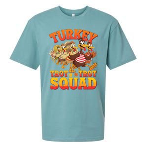 Funny Thanksgiving Turkey Running Trot Squad Gift Sueded Cloud Jersey T-Shirt