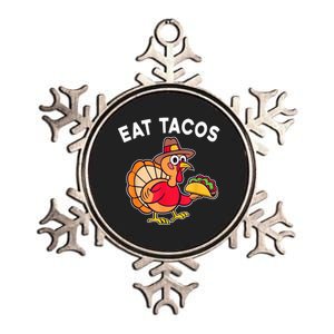 Funny Thanksgiving Turkey Eat Tacos Mexican Thanksgiving Fun Metallic Star Ornament