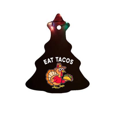 Funny Thanksgiving Turkey Eat Tacos Mexican Thanksgiving Fun Ceramic Tree Ornament