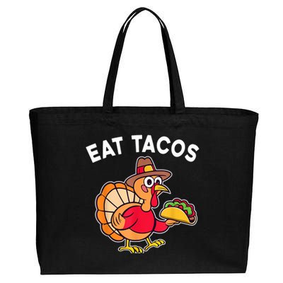 Funny Thanksgiving Turkey Eat Tacos Mexican Thanksgiving Fun Cotton Canvas Jumbo Tote