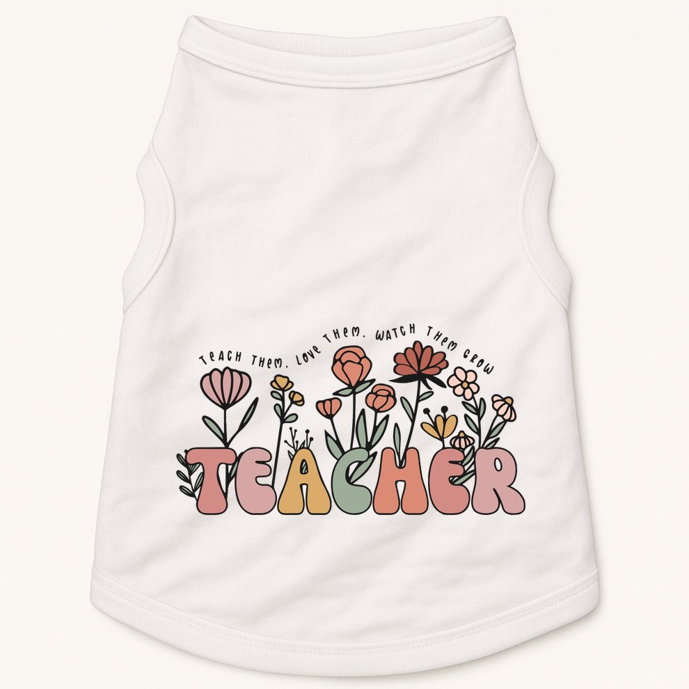 Floral Teacher Tote Bag Teach Them Love Them Doggie Tank