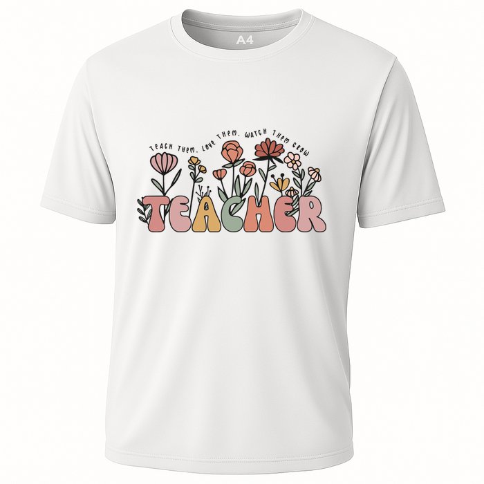 Floral Teacher Tote Bag Teach Them Love Them Cooling Performance Crew T-Shirt