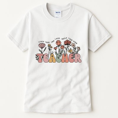 Floral Teacher Tote Bag Teach Them Love Them Tall T-Shirt