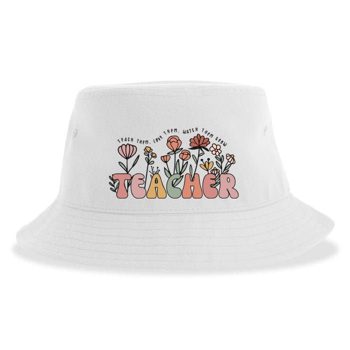 Floral Teacher Tote Bag Teach Them Love Them Sustainable Bucket Hat