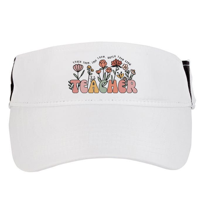 Floral Teacher Tote Bag Teach Them Love Them Adult Drive Performance Visor