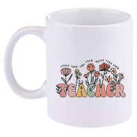 Floral Teacher Tote Bag Teach Them Love Them 11oz C Handle Ceramic Mug